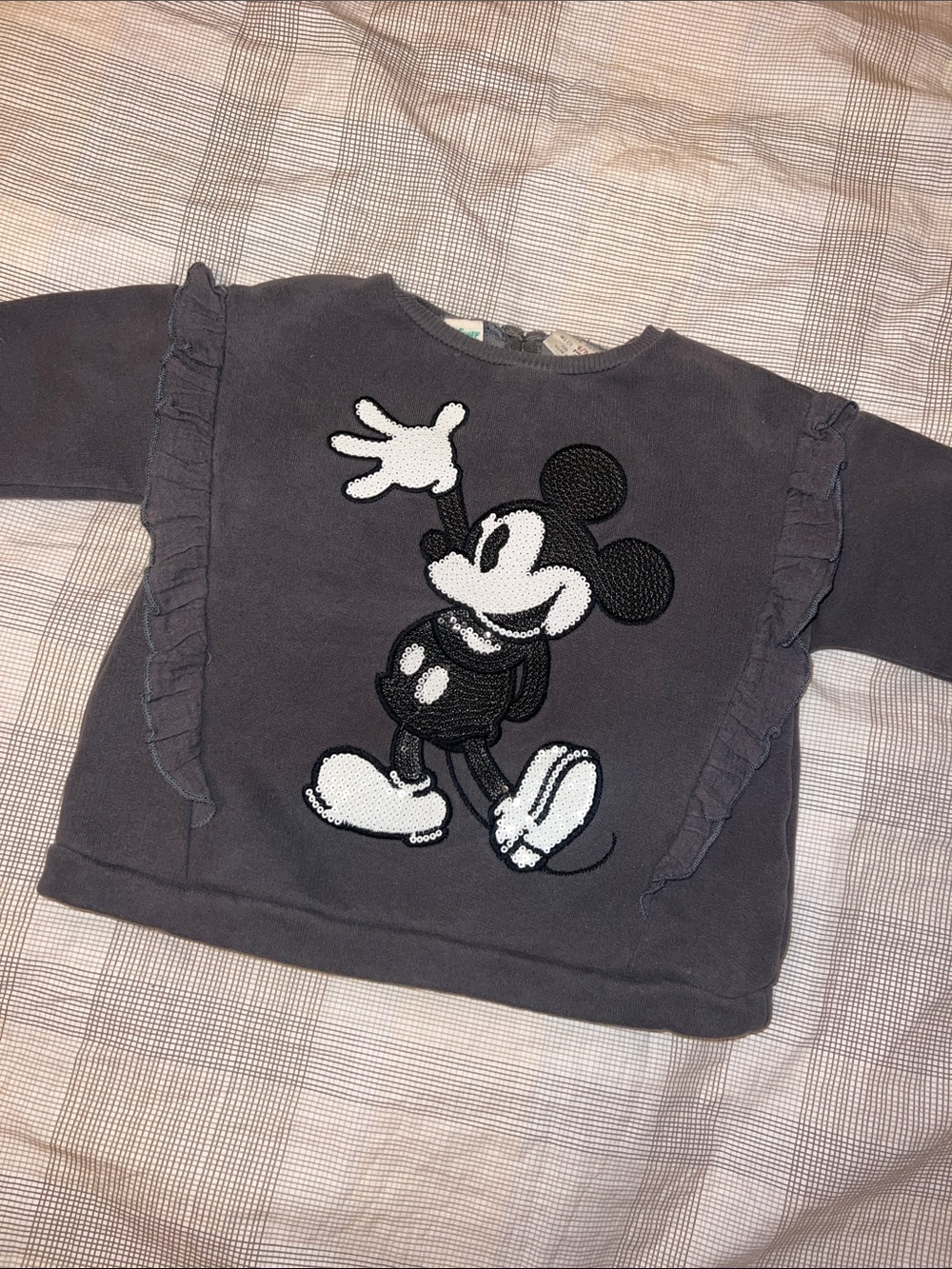 Zara Kids Black Mickey Mouse Ruffle Sweatshirt
